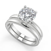 Iyana Milgrain Solitaire Round Cut Diamond Engagement Ring - Nivetta